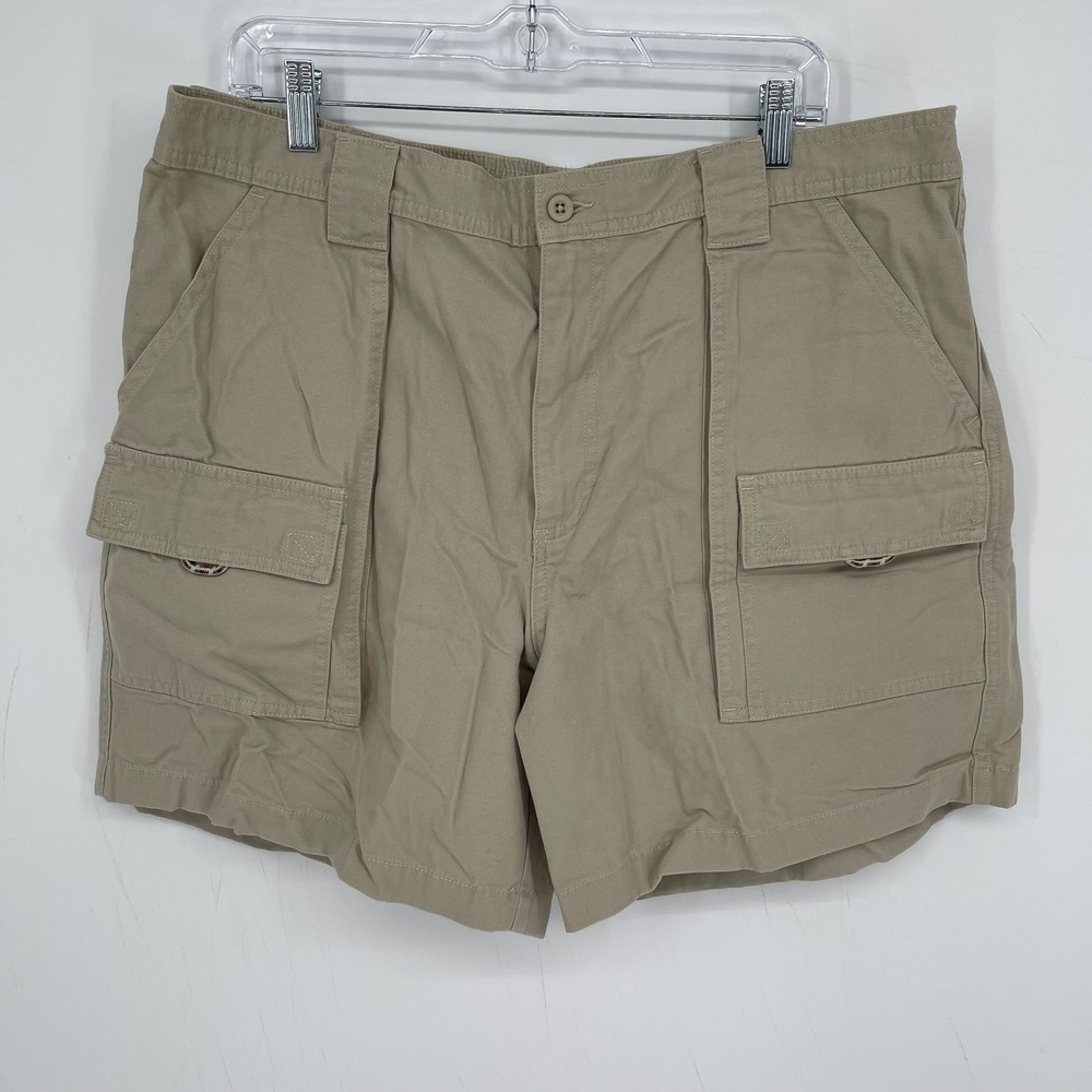LL Bean Men's Tan Cotton Canvas Multi Pocket Cargo Shorts Size 40" Waist